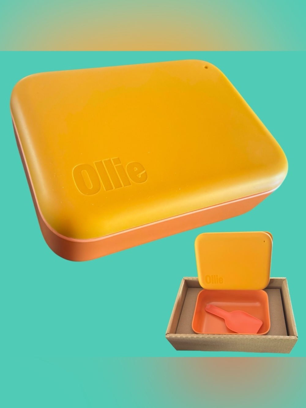 BNIB Ollie Puptainer Food Storage Container w/Scoop 7.98"L X 6"W Silicone